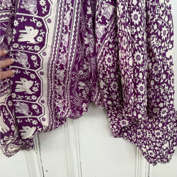 Purple and White Elephant Print Harem Pants - Picture 3 of 4
